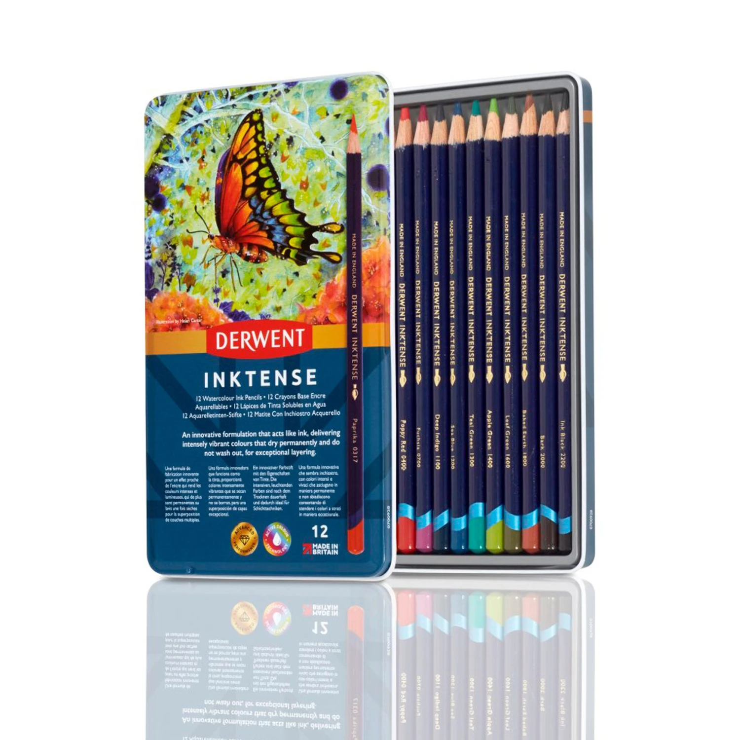 Derwent Inktense Watercolour Ink Pencils - Tin Of 12 Assorted Pencils 5 Derwent Inktense Watercolour Ink Pencils - Tin Of 12 Assorted Pencils - Image 3