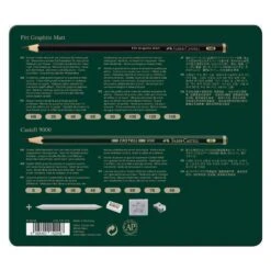 Faber-Castell PITT Graphite Matt & Castell 9000 Pencil Set Of 20 -Painting Supplies 115224 Pitt Graphite Matt Castell 9000 tin of 20 High Res 78096