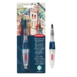 Derwent Push Button Waterbrush - Single -Painting Supplies 2305823 Push Button Medium Tip Waterbrush FOP and Loose
