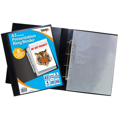 Tiger A3 PORTRAIT Presentation Ring Binder 3 Tiger A3 PORTRAIT Presentation Ring Binder