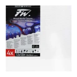Daler-Rowney FW Mixed Media Rigid Canvas (Multi-Packs) -Painting Supplies 513443030 DAL FW MIX MEDIA CVS 12X12IN 30X30CM 4PK 1