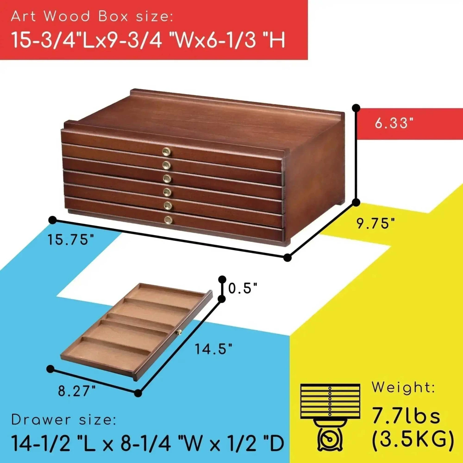 MEEDEN Artists Supplies Storage Box 6 Drawer - Walnut Finish 4 MEEDEN Artists Supplies Storage Box 6 Drawer - Walnut Finish - Image 2