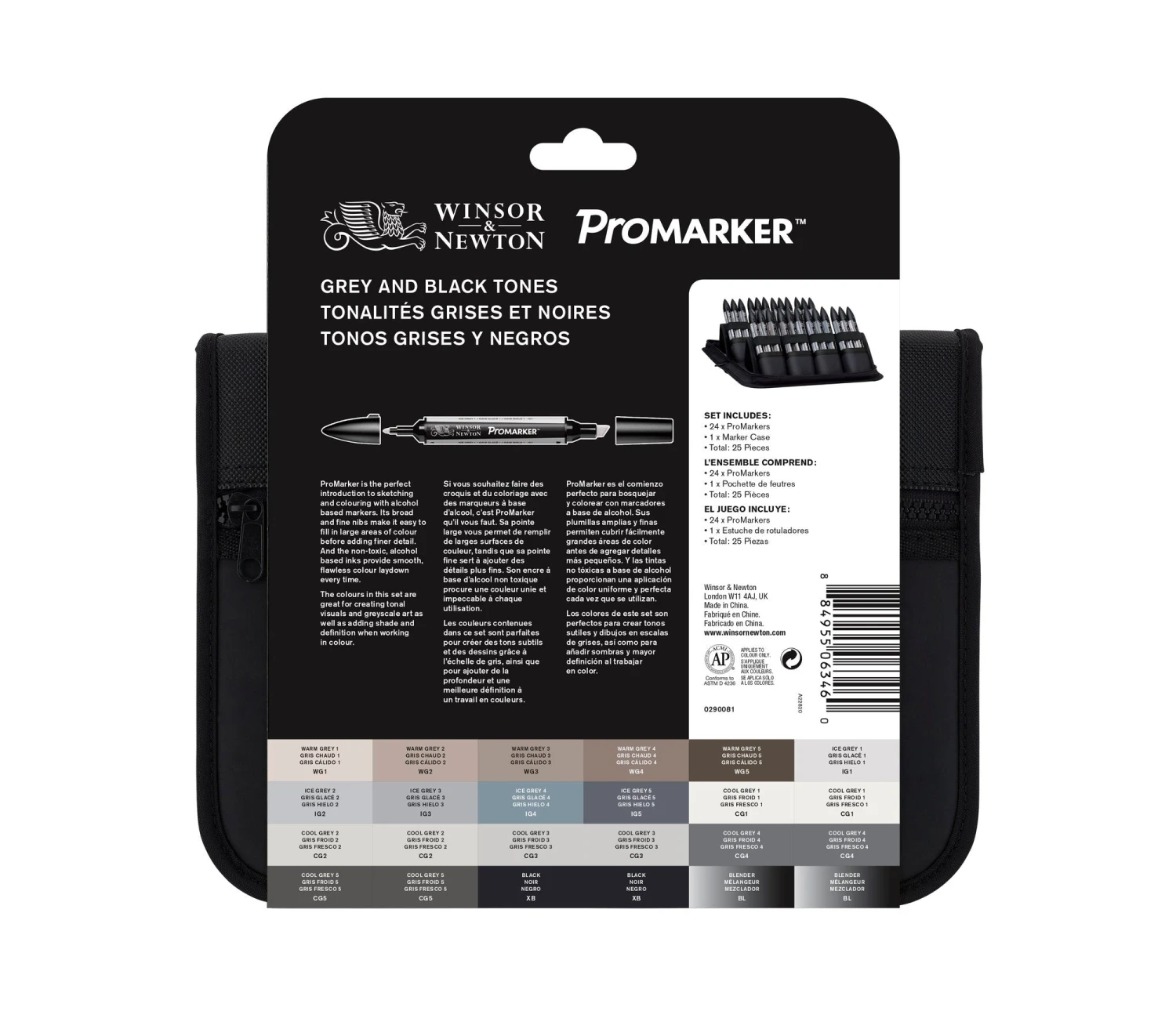 Winsor & Newton Promarker 24 Set - Black & Greys 4 Winsor & Newton Promarker 24 Set - Black & Greys - Image 2