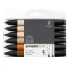 Winsor & Newton Promarker BRUSH - Set Of 6 Skin Tones -Painting Supplies 884955070529 W NPROMARKERBRUSH6PCSKINTONES884955070529 FRONT HighResolution