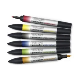 Winsor & Newton Promarker Watercolour Set Of 6 - Basic Tones -Painting Supplies 884955073919 W NPROMARKERWATERCOLOURBASICTONESX6SET CONTENTS 884955073919.TIF e4807b64 127c 4a6b b8ed 302da415f9d2
