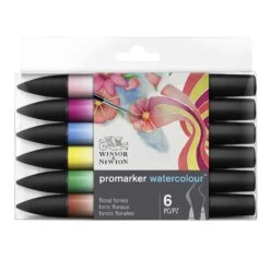 Winsor & Newton Promarker Watercolour Set Of 6 - Floral Tones -Painting Supplies 884955073933 W NPROMARKERWATERCOLOURFLORALTONESX6SET FRONT 884955073933 HighResolution