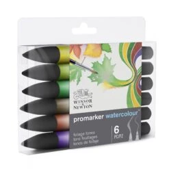 Winsor & Newton Promarker Watercolour Set Of 6 - Foliage Tones