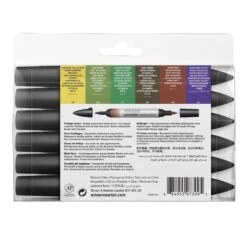 Winsor & Newton Promarker Watercolour Set Of 6 - Foliage Tones -Painting Supplies 884955073995 W NPROMARKERWATERCOLOURFOLIAGETONESX6SET BACK 884955073995 HighResolution