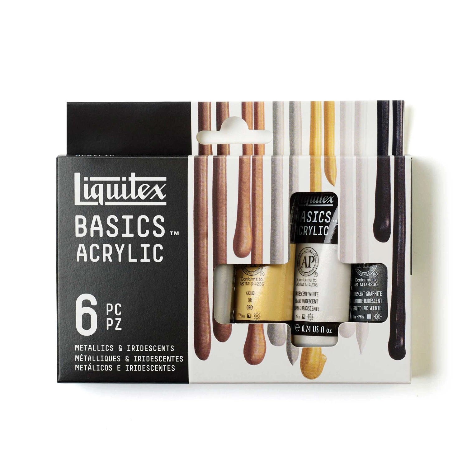 Liquitex Basics Acrylic - Set Of 6 X 22ml - Metallics And Iridescents 3 Liquitex Basics Acrylic - Set Of 6 X 22ml - Metallics And Iridescents