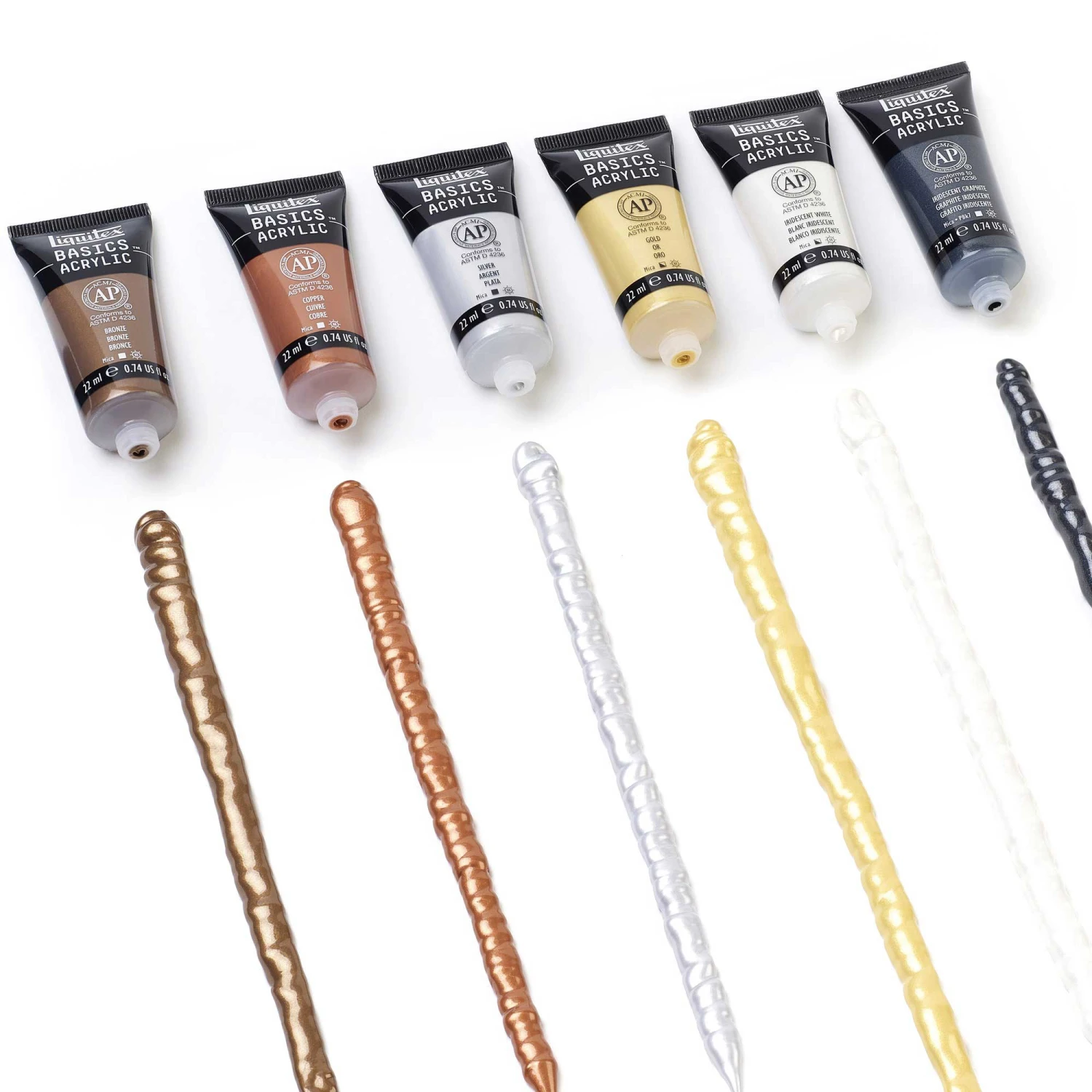 Liquitex Basics Acrylic - Set Of 6 X 22ml - Metallics And Iridescents 6 Liquitex Basics Acrylic - Set Of 6 X 22ml - Metallics And Iridescents - Image 4
