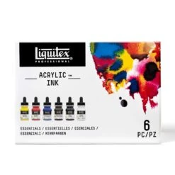 Liquitex Acrylic Ink Set 6 X 30ml - Essentials -Painting Supplies 887452997481 LQX ACRYLIC INK SET 6X30ML ESSENTIALS FRONT 887452997481