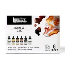 Liquitex Acrylic Ink Set 6 X 30ml - Iridescents 8 Liquitex Acrylic Ink Set 6 X 30ml - Iridescents -Painting Supplies 887452997498 LQX ACRYLIC INK SET 6X30ML IRIDESCENTS FRONT 887452997498