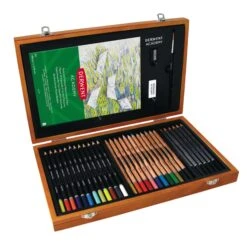 Derwent Academy Wooden Box Set Of Coloured Pencils