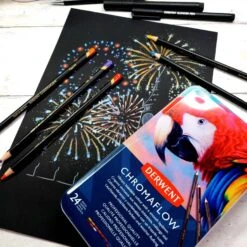 Derwent Chromaflow Pencils - Set Of 24 - FREE Set Of 2 Blender Pens -Painting Supplies Chromaflow Set 24 2