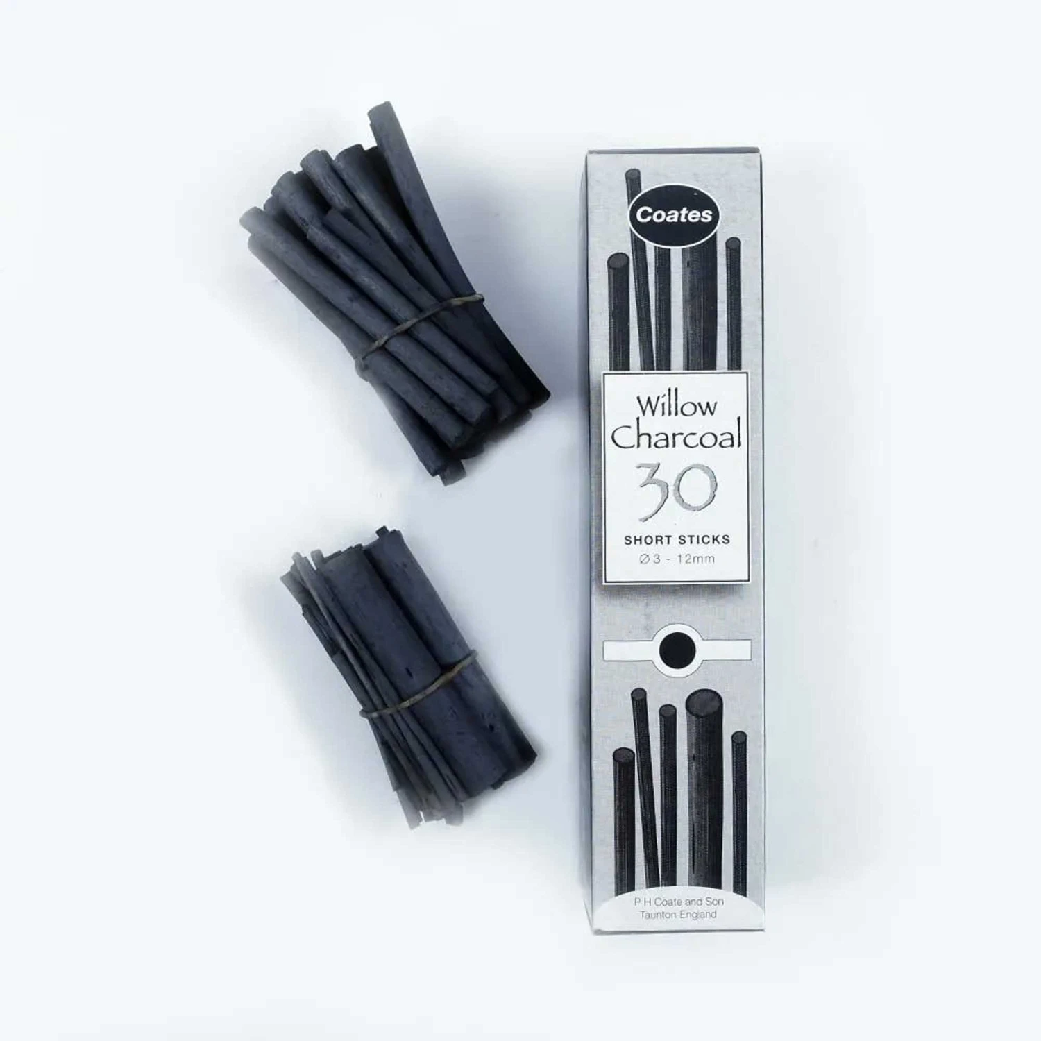 Coates Willow Charcoal 30 Assorted Short Sticks (3- 12mm) 3 Coates Willow Charcoal 30 Assorted Short Sticks (3- 12mm)