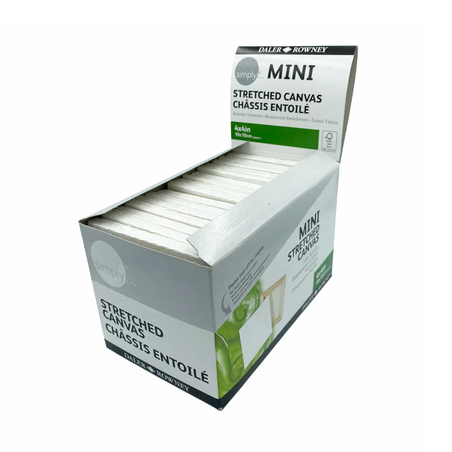 Daler-Rowney Simply Mini Stretched Canvases 4" X 4" (10 X 10cm) - Box Of 16 3 Daler-Rowney Simply Mini Stretched Canvases 4" X 4" (10 X 10cm) - Box Of 16