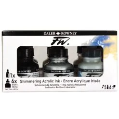 Daler-Rowney FW Ink Shimmering Colour Set -Painting Supplies FW Shimmering Ink Set 6x29.5ml 2