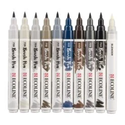 Royal Talens Ecoline Brush Pen Sets Of 10 Colours -Painting Supplies Grey Ecoline Talens