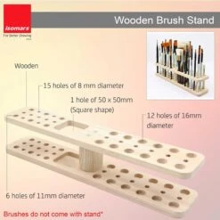 Isomars Wooden Brush Stand/Holder -Painting Supplies ISOMARS brush stand measurements