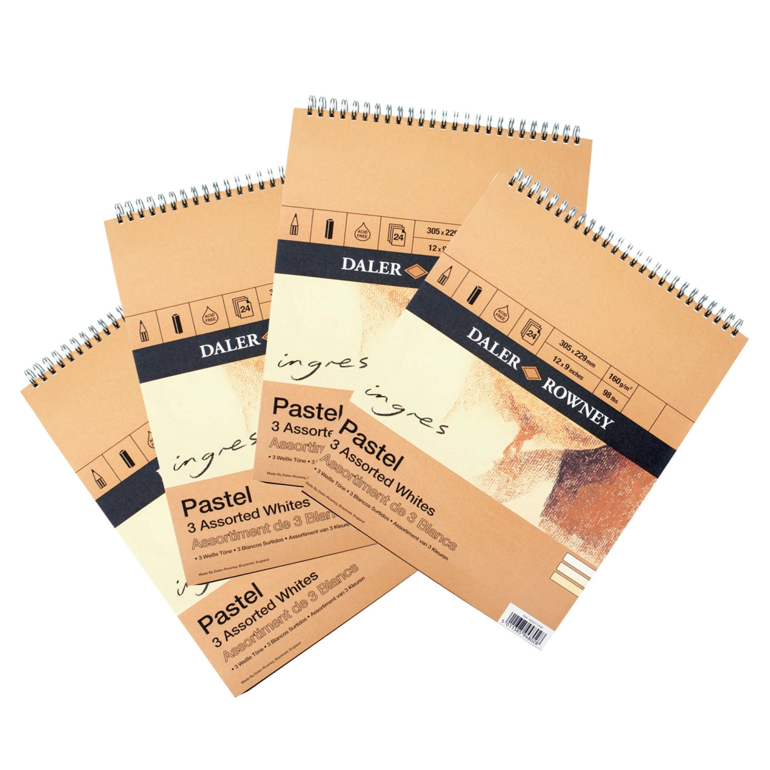 Daler-Rowney Ingres Spiral Pastel Pads - Assorted Whites 3 Daler-Rowney Ingres Spiral Pastel Pads - Assorted Whites