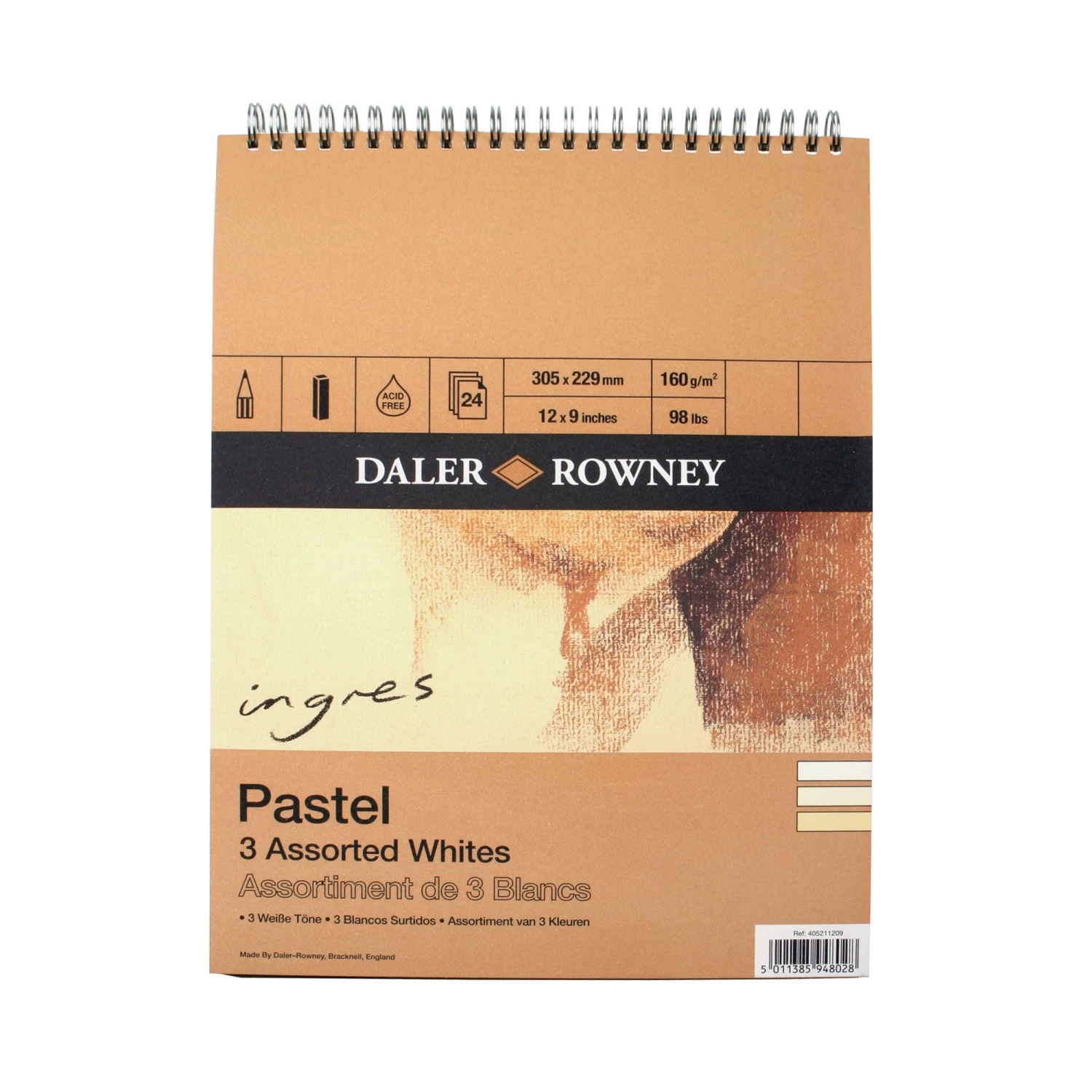 Daler-Rowney Ingres Spiral Pastel Pads - Assorted Whites 4 Daler-Rowney Ingres Spiral Pastel Pads - Assorted Whites - Image 2