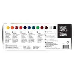 Liquitex Basics Acrylic Fluid - 118ml - Set Of 12 Assorted Colours -Painting Supplies LQX BASICS FLUID 12 SET ROW BOP 887452056539