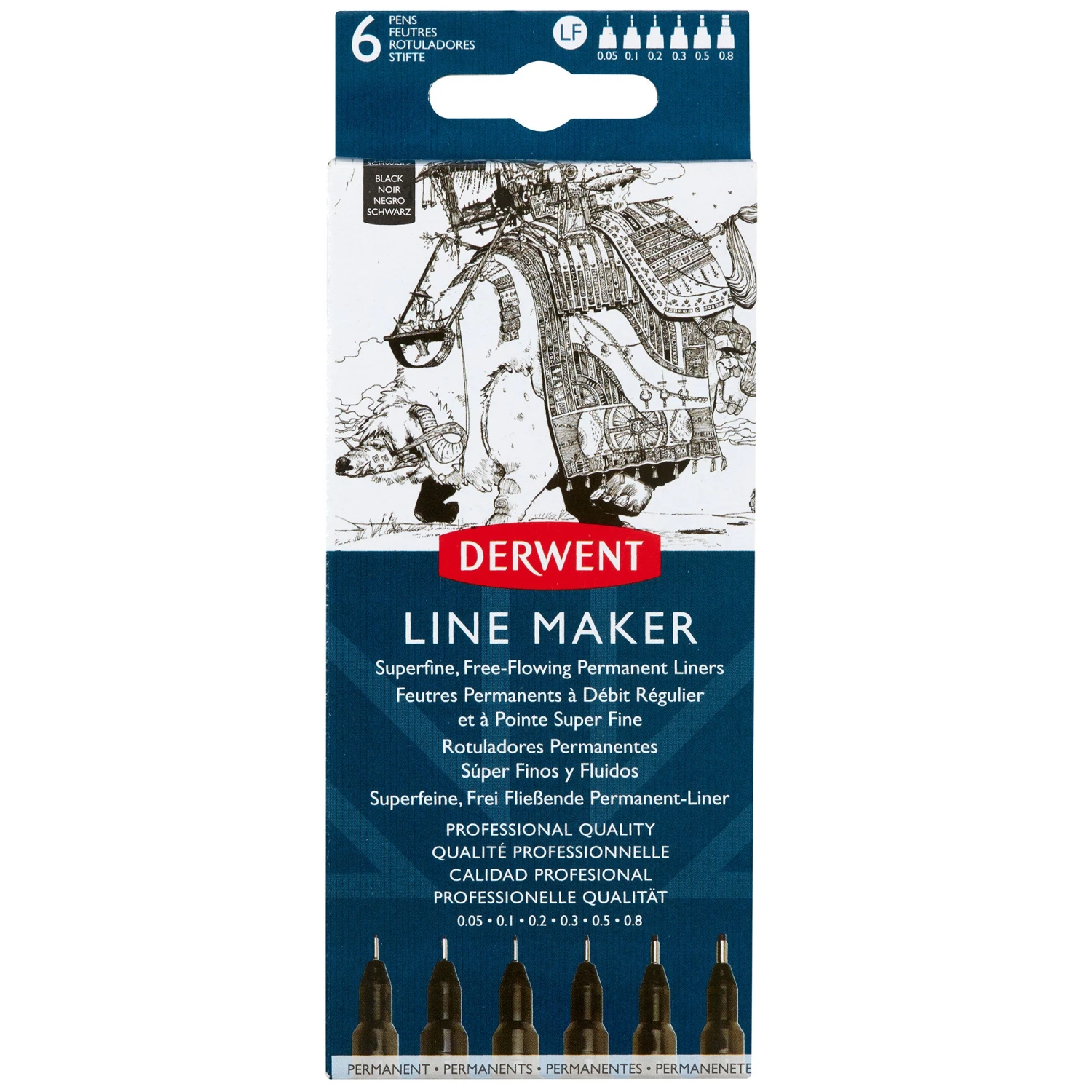 Derwent Line Maker - Set Of 6 Black 3 Derwent Line Maker - Set Of 6 Black