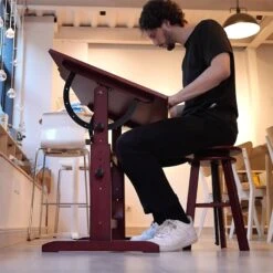 MEEDEN Artists Drafting Stool With Adjustable Height - Deep Walnut -Painting Supplies MEEDEN Wooden Drafting Stool with Adjustable Height Dark Walnut G 005 MEEDEN 1692777119264 1500x1500 b00697cb ccc5 4f3a 9a14 26420642461a