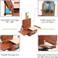 MEEDEN Table Easel Pochade Box - Walnut 10 MEEDEN Table Easel Pochade Box - Walnut -Painting Supplies MEEDEN POCHADE BOX 4