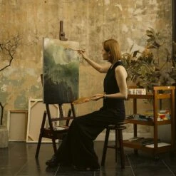 MEEDEN Forward Tilt H Frame Floor Easel With Drawer - Deep Walnut -Painting Supplies MEEDEN TILTED EASEL 4