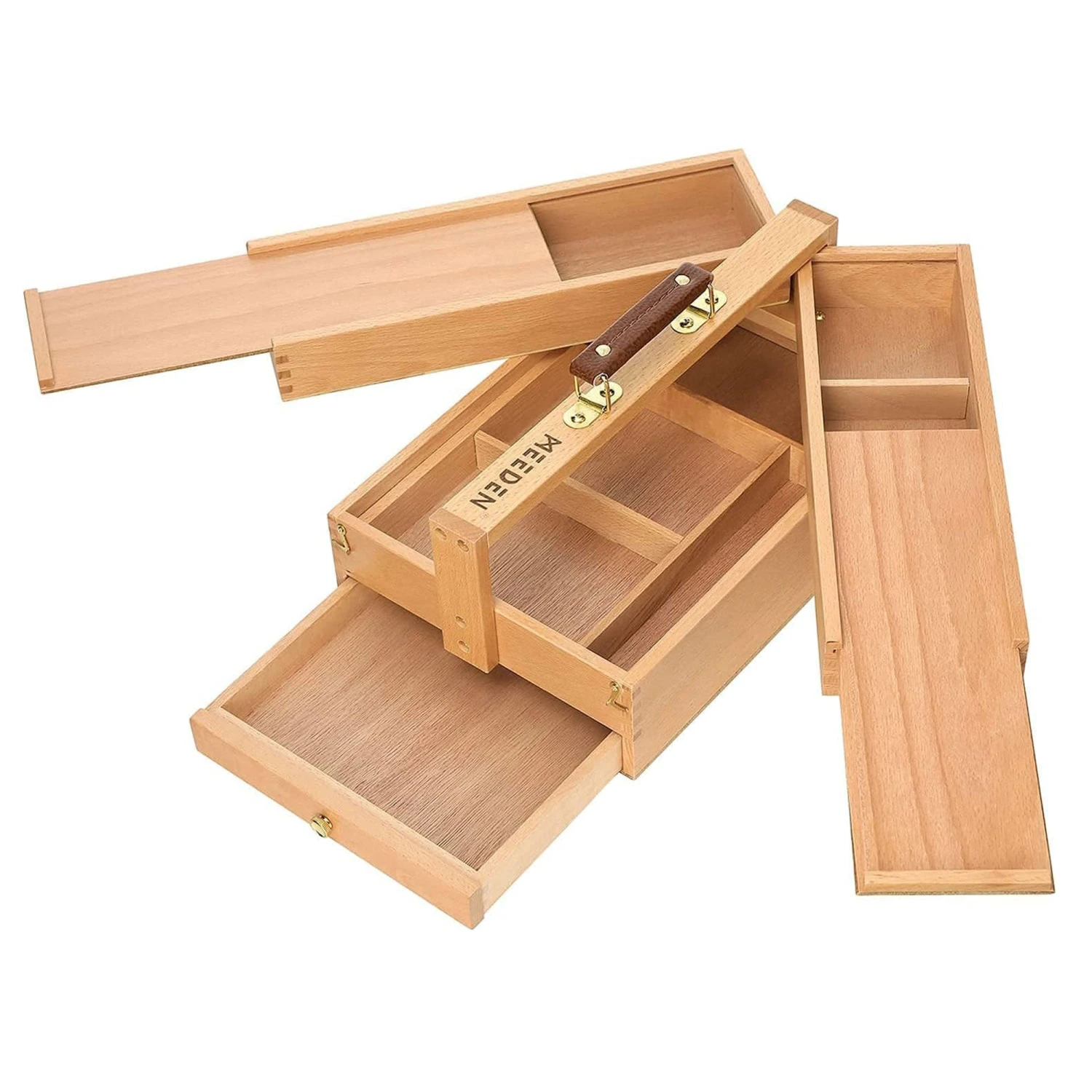 MEEDEN Wooden Art Supply Storage Box 3 Levels 3 MEEDEN Wooden Art Supply Storage Box 3 Levels