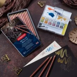 Derwent Metallic Pencils Set Of 12 -Painting Supplies Metallic Pencil Set