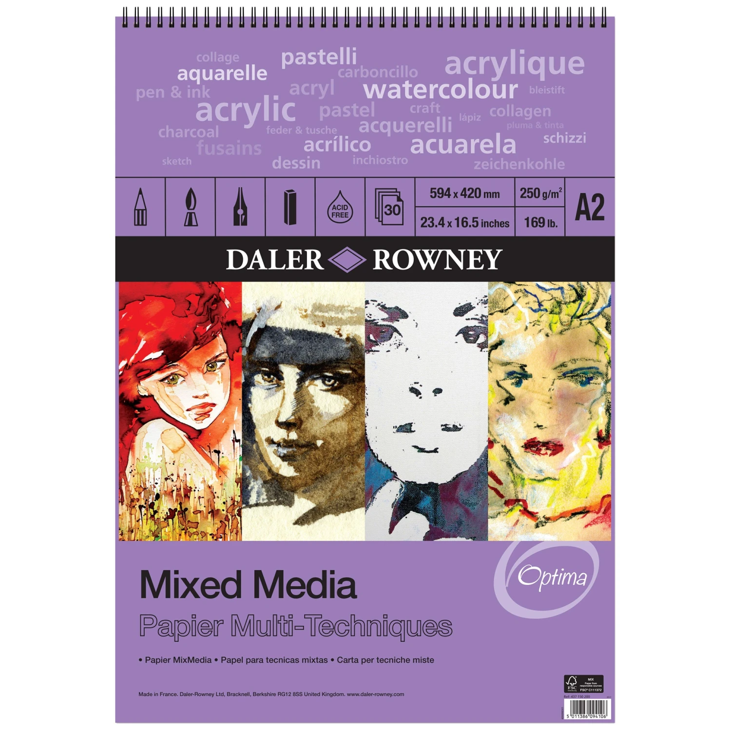 Daler-Rowney Optima Mixed Media Spiral Pads 6 Daler-Rowney Optima Mixed Media Spiral Pads - Image 4