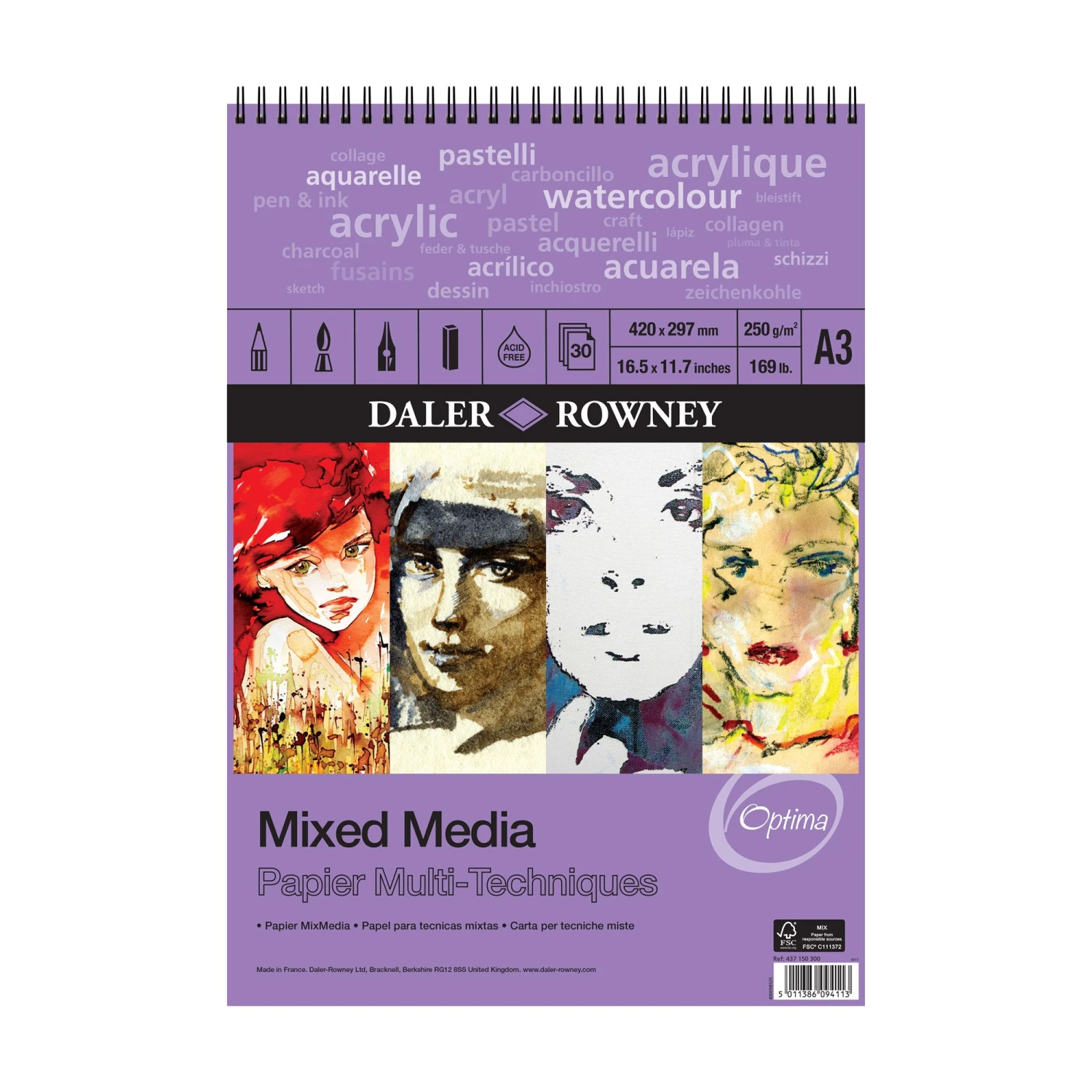 Daler-Rowney Optima Mixed Media Spiral Pads 5 Daler-Rowney Optima Mixed Media Spiral Pads - Image 3