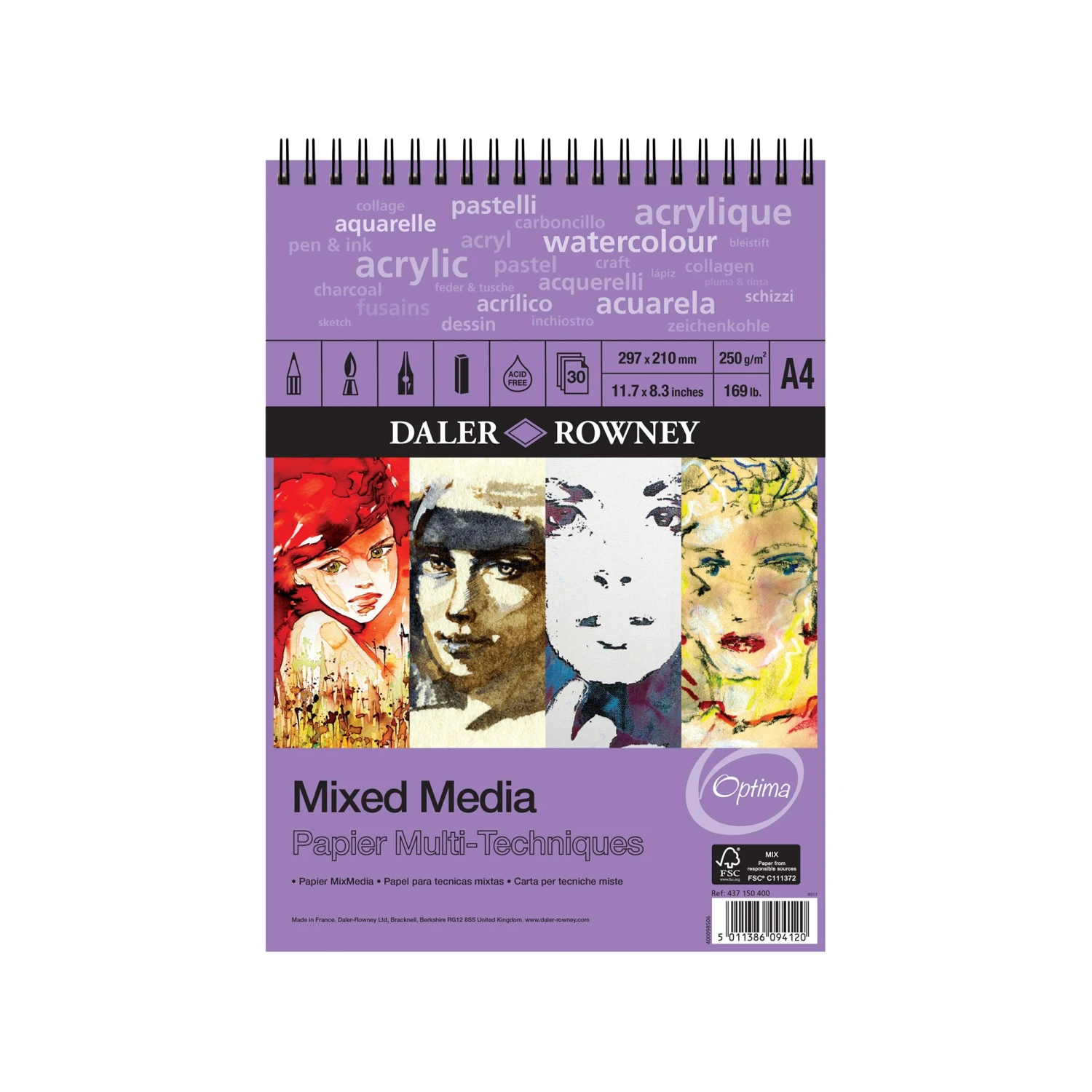 Daler-Rowney Optima Mixed Media Spiral Pads 4 Daler-Rowney Optima Mixed Media Spiral Pads - Image 2