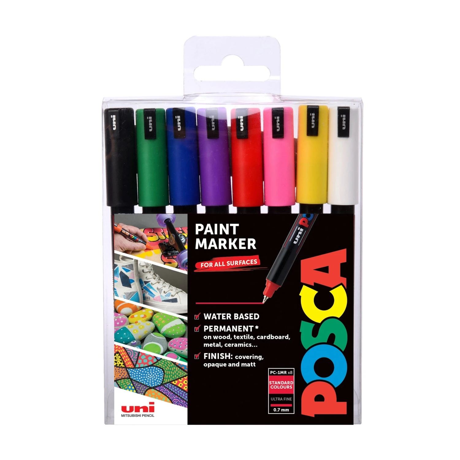 POSCA Markers - 8 Standard Colours - Assorted Sizes 3 POSCA Markers - 8 Standard Colours - Assorted Sizes