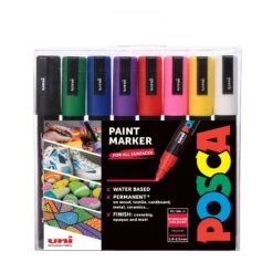 POSCA Markers - 8 Standard Colours - Assorted Sizes 10 POSCA Markers - 8 Standard Colours - Assorted Sizes -Painting Supplies PC 5M8pcStandard