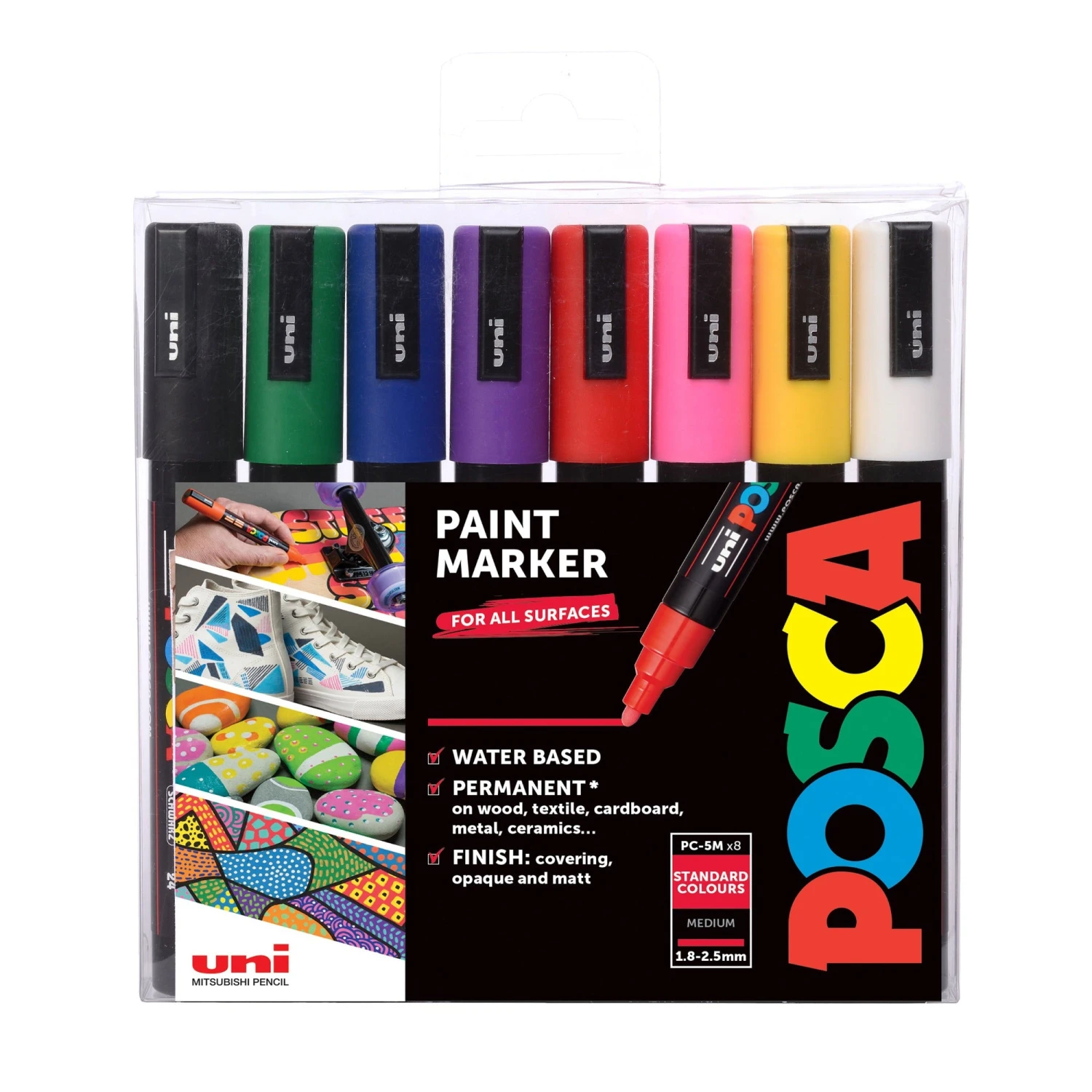 POSCA Markers - 8 Standard Colours - Assorted Sizes 6 POSCA Markers - 8 Standard Colours - Assorted Sizes - Image 4
