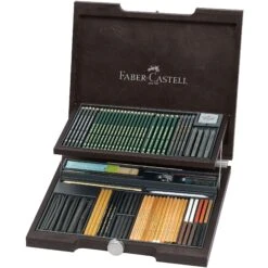 Faber-Castell Pitt Monochrome Wooden Case - 85 Pieces