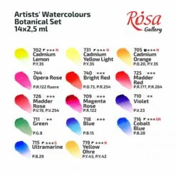 Rosa Gallery Watercolour - 14 X Whole Pan Tin Set - Botanical -Painting Supplies Rosa gallery botanical 2