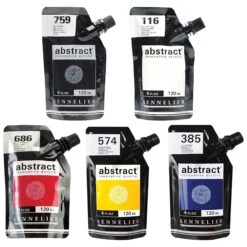 Sennelier Abstract Acrylic Paint Pouches - 5 X 120ml - Primary Set 7 Sennelier Abstract Acrylic Paint Pouches - 5 X 120ml - Primary Set -Painting Supplies Sennelier abstract primary set