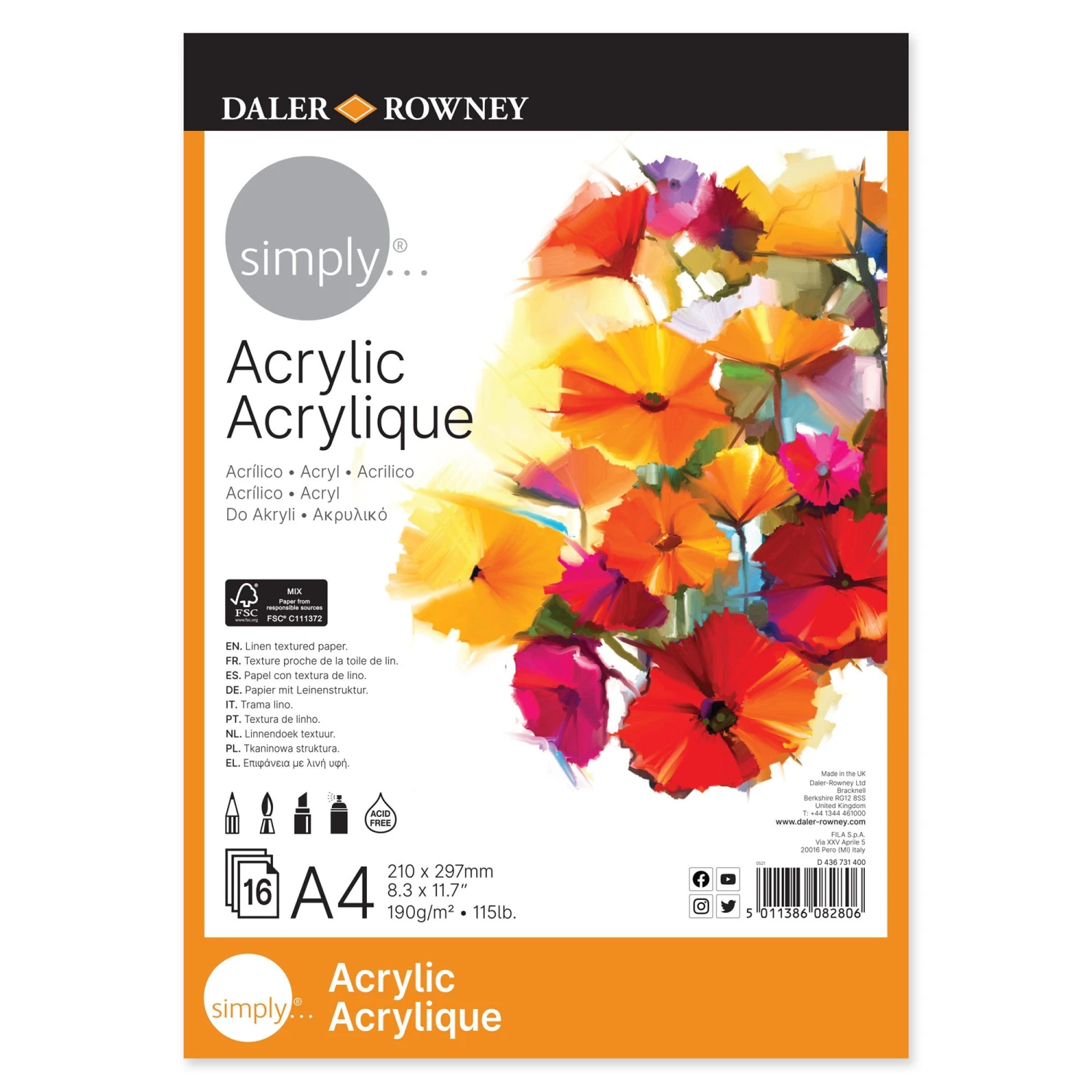 Daler-Rowney Simply Acrylic Paper Pads 3 Daler-Rowney Simply Acrylic Paper Pads