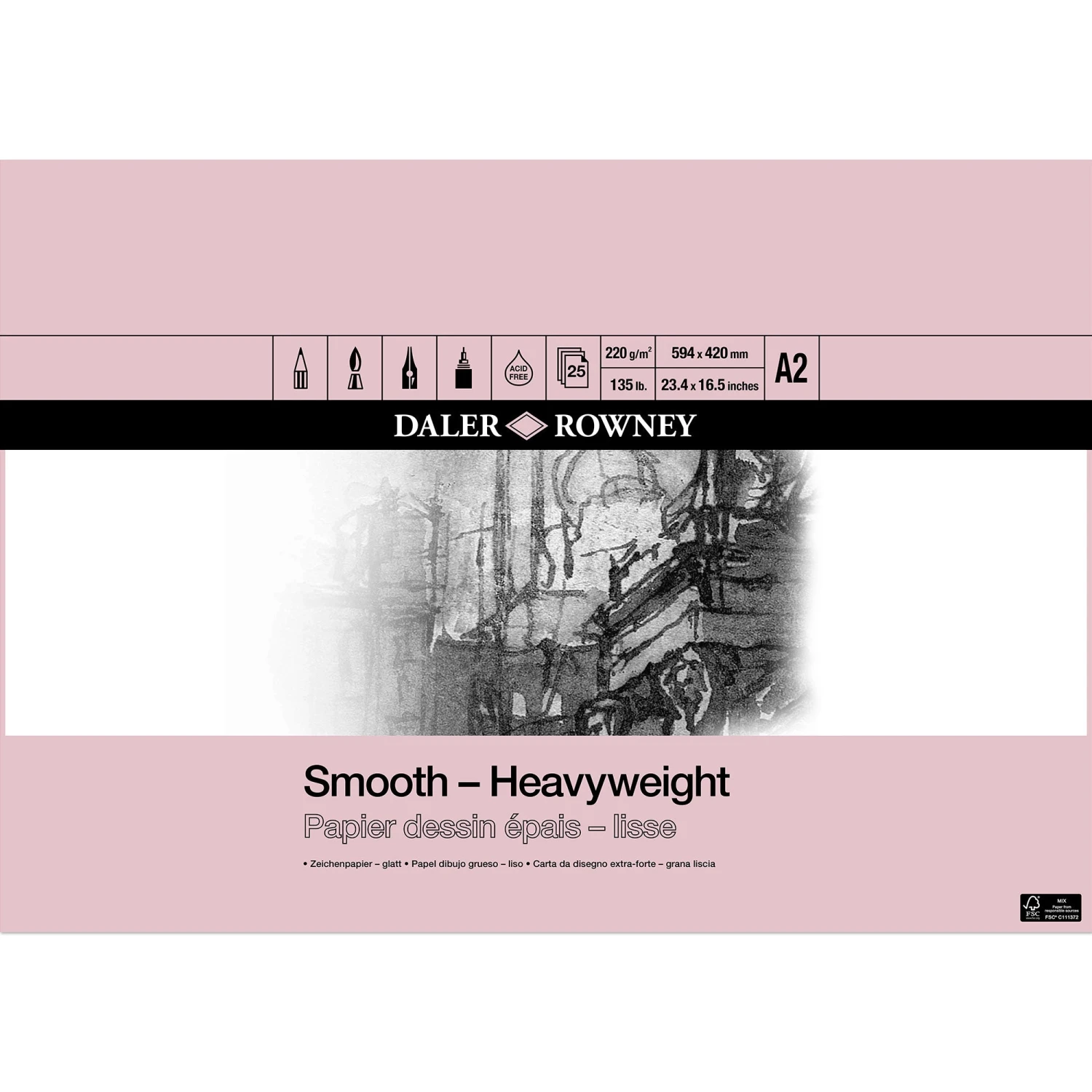 Daler-Rowney Heavyweight Cartridge Pad - 220gsm 5 Daler-Rowney Heavyweight Cartridge Pad - 220gsm - Image 3