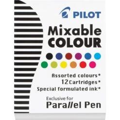 Pilot Parallel Pen Ink Cartridges - 12 Assorted Colours