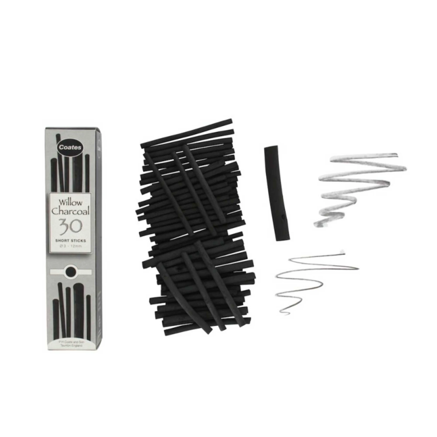 Coates Willow Charcoal 30 Assorted Short Sticks (3- 12mm) 4 Coates Willow Charcoal 30 Assorted Short Sticks (3- 12mm) - Image 2