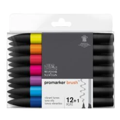 Winsor & Newton Promarker BRUSH - Set Of 12 +1 Blender - Vibrant Colours