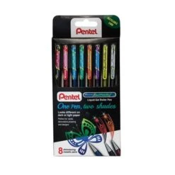 Pentel Hybrid Dual Metallic Gel Rollerball - Mixed Colours (Pack Of 8)