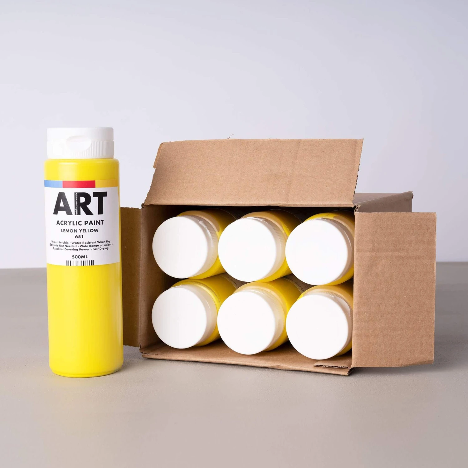 ARTdiscount Acrylic Paint 500ml - Single Colour - Pack Of 6 4 ARTdiscount Acrylic Paint 500ml - Single Colour - Pack Of 6 - Image 2